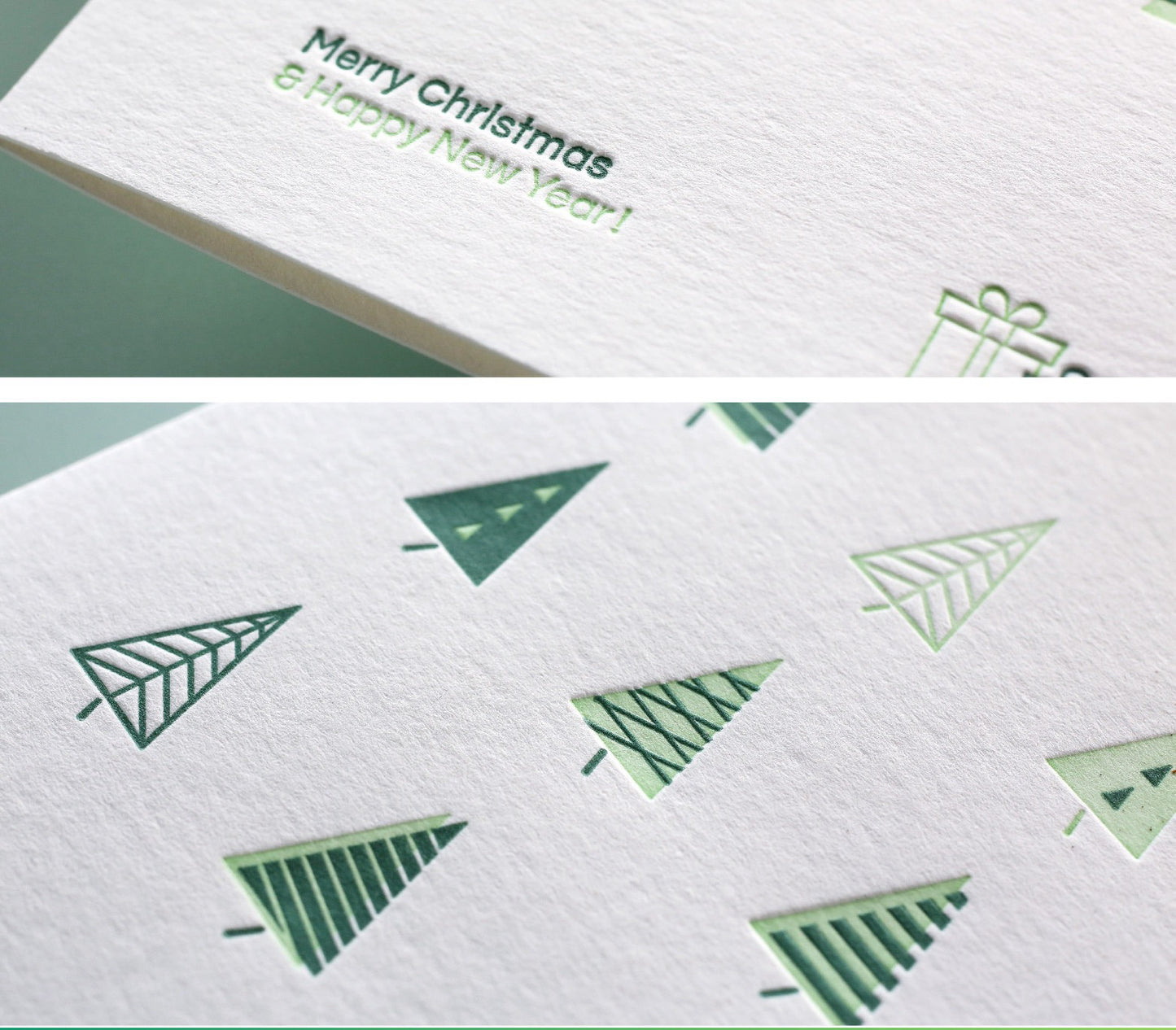 Cute Green Trees Christmas Greeting Card with Envelope