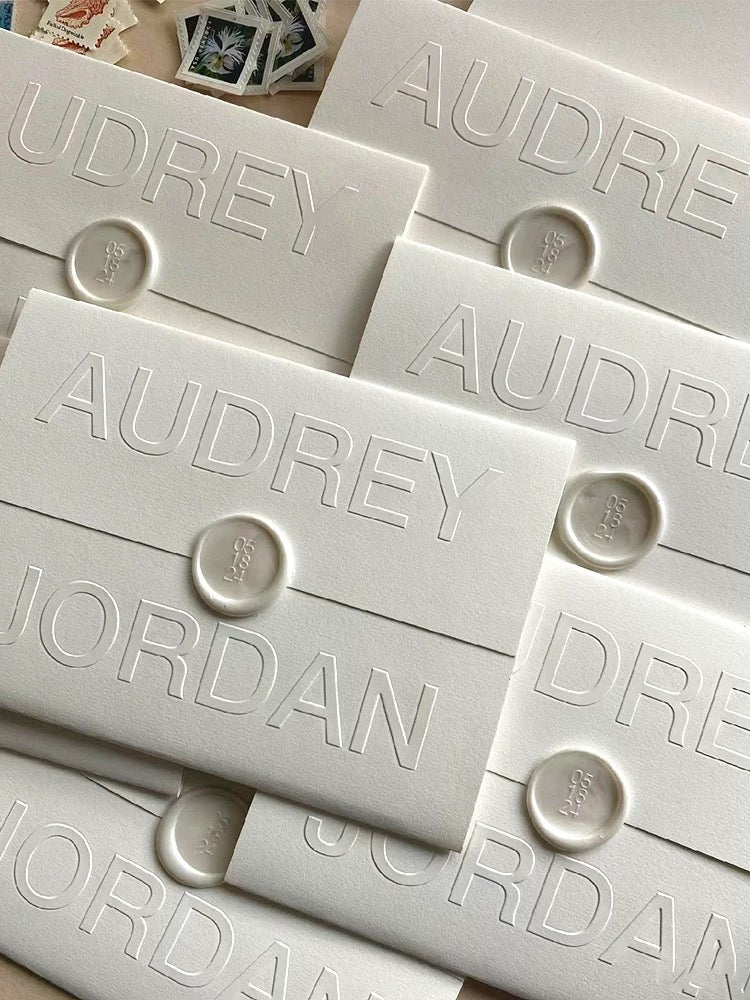Embossed White Wedding Invitation Set