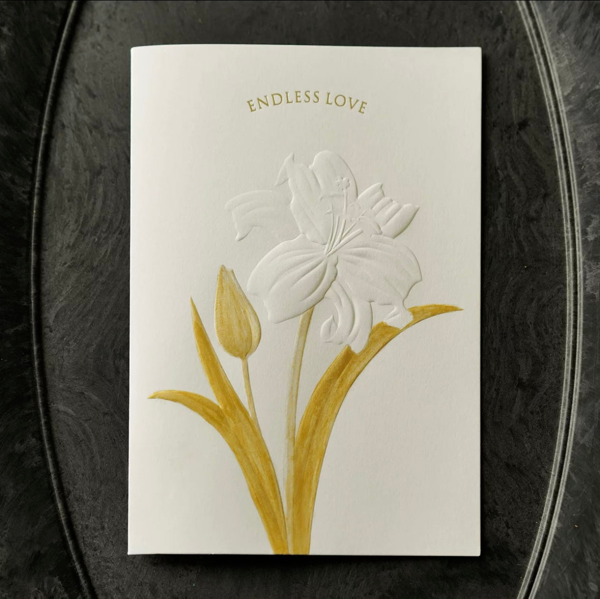 Floral Elegance – Handmade Gold Embossed Wedding Vow Cards