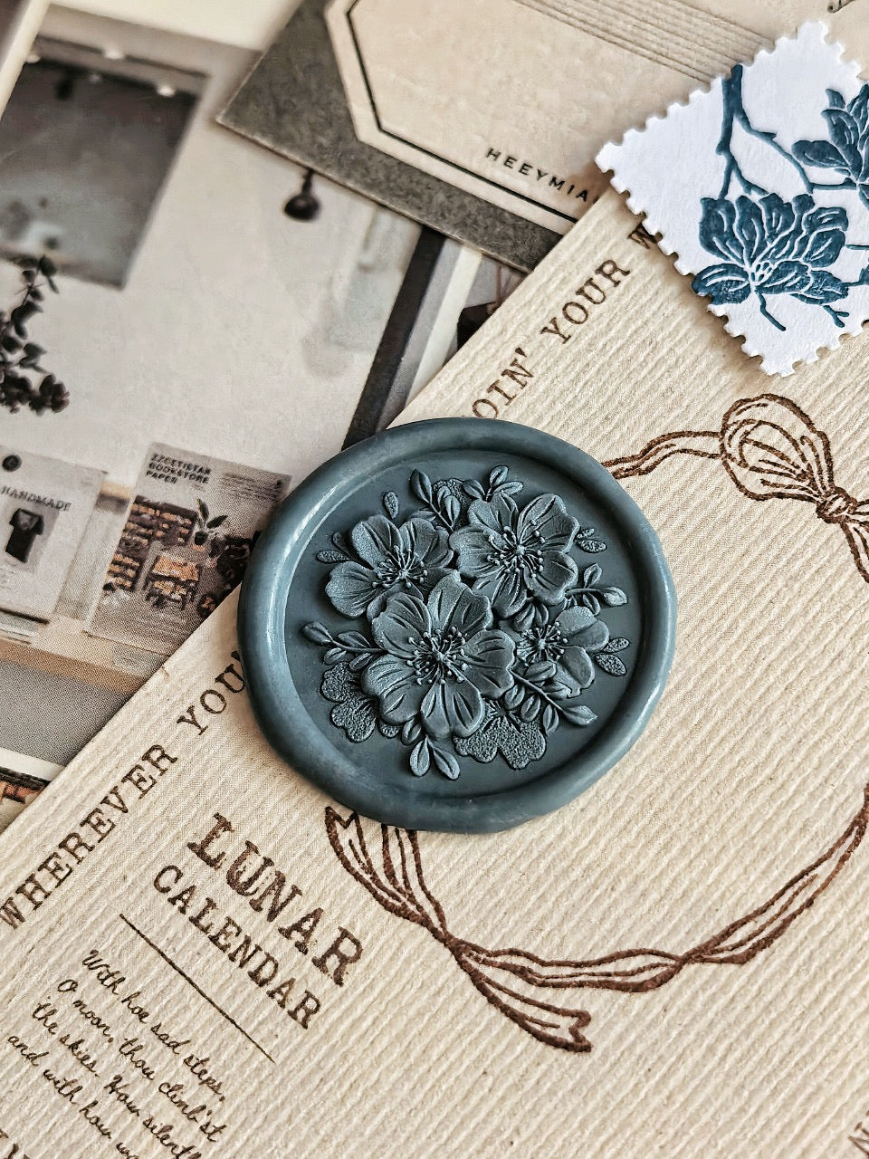 Four Magnolia Petals Wax Seal Stamp