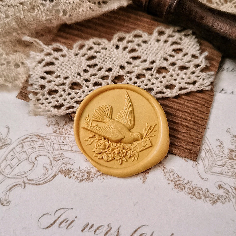 Elegant Messenger Design – Pigeon with Envelope Wax Seal Stamp