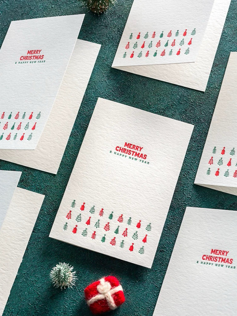 Red & White Merry Christmas Greeting Card – Festive Holiday Card with Envelope