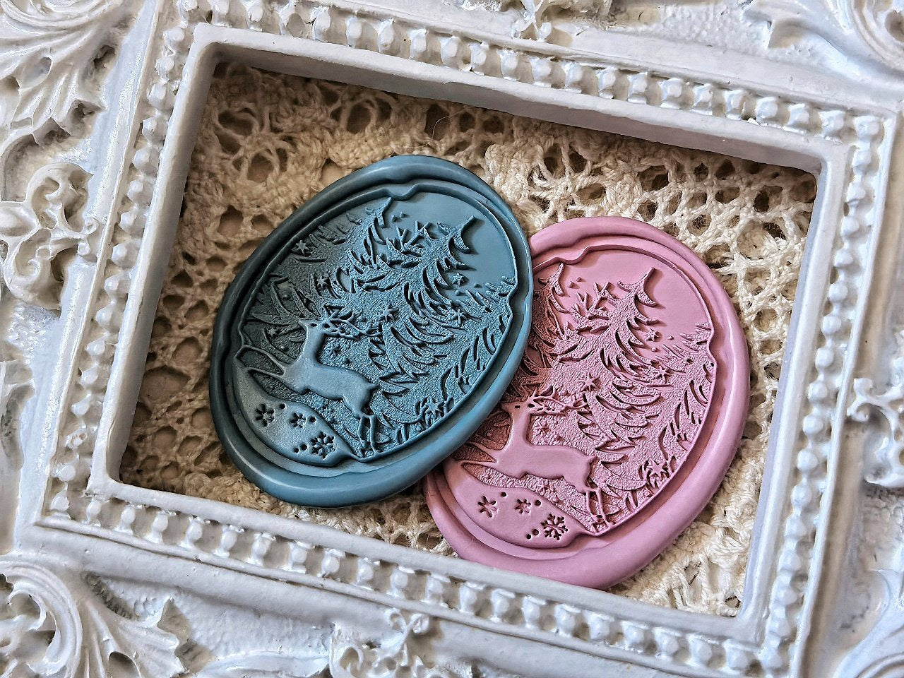 Rustic Wilderness Design – Running Elk in Forest Wax Seal Stamp
