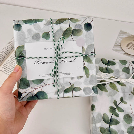 Aesthetic Eucalyptus Pearlescent Wrapping Paper | INS Style Greenery Tissue for Gift Packaging