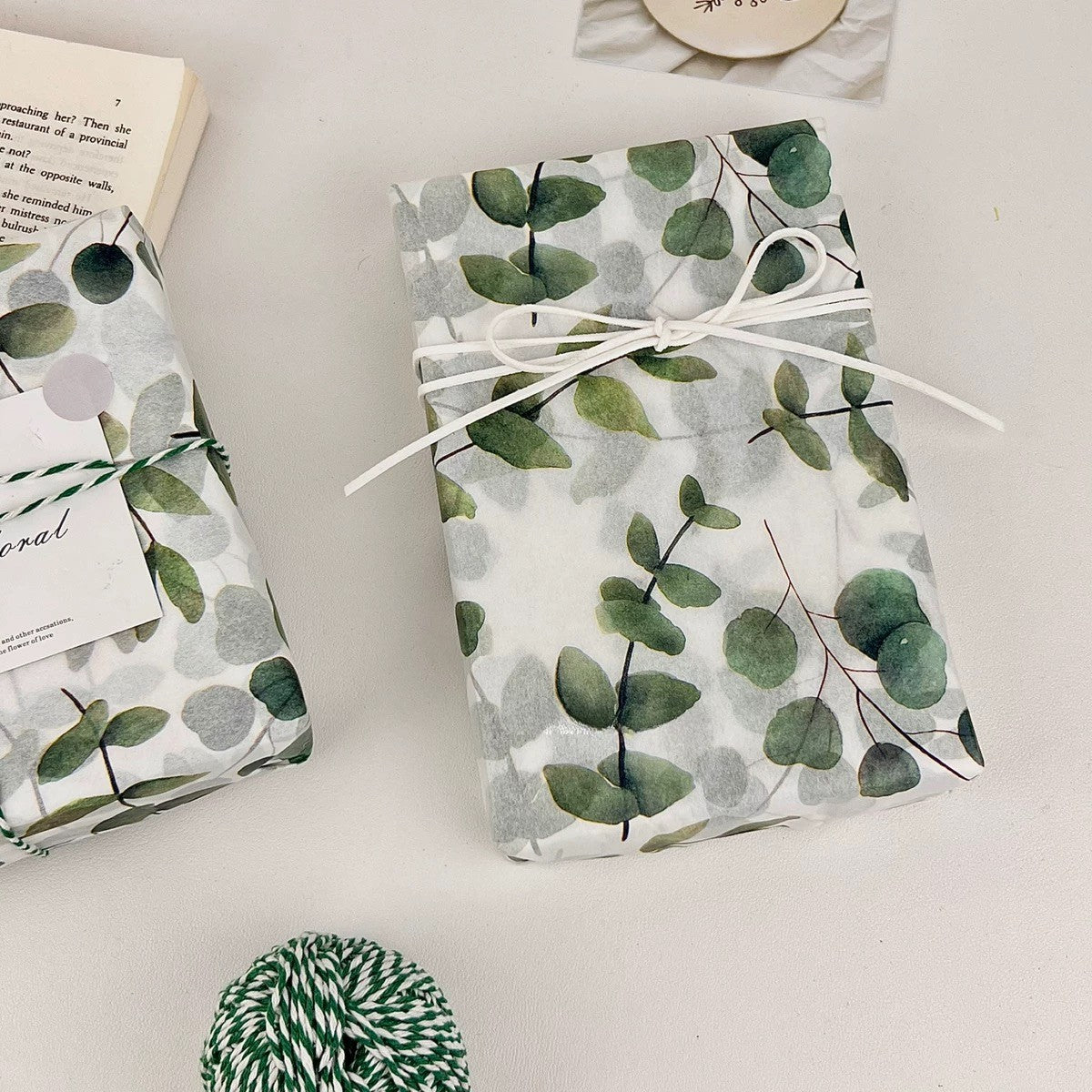 Aesthetic Eucalyptus Pearlescent Wrapping Paper | INS Style Greenery Tissue for Gift Packaging