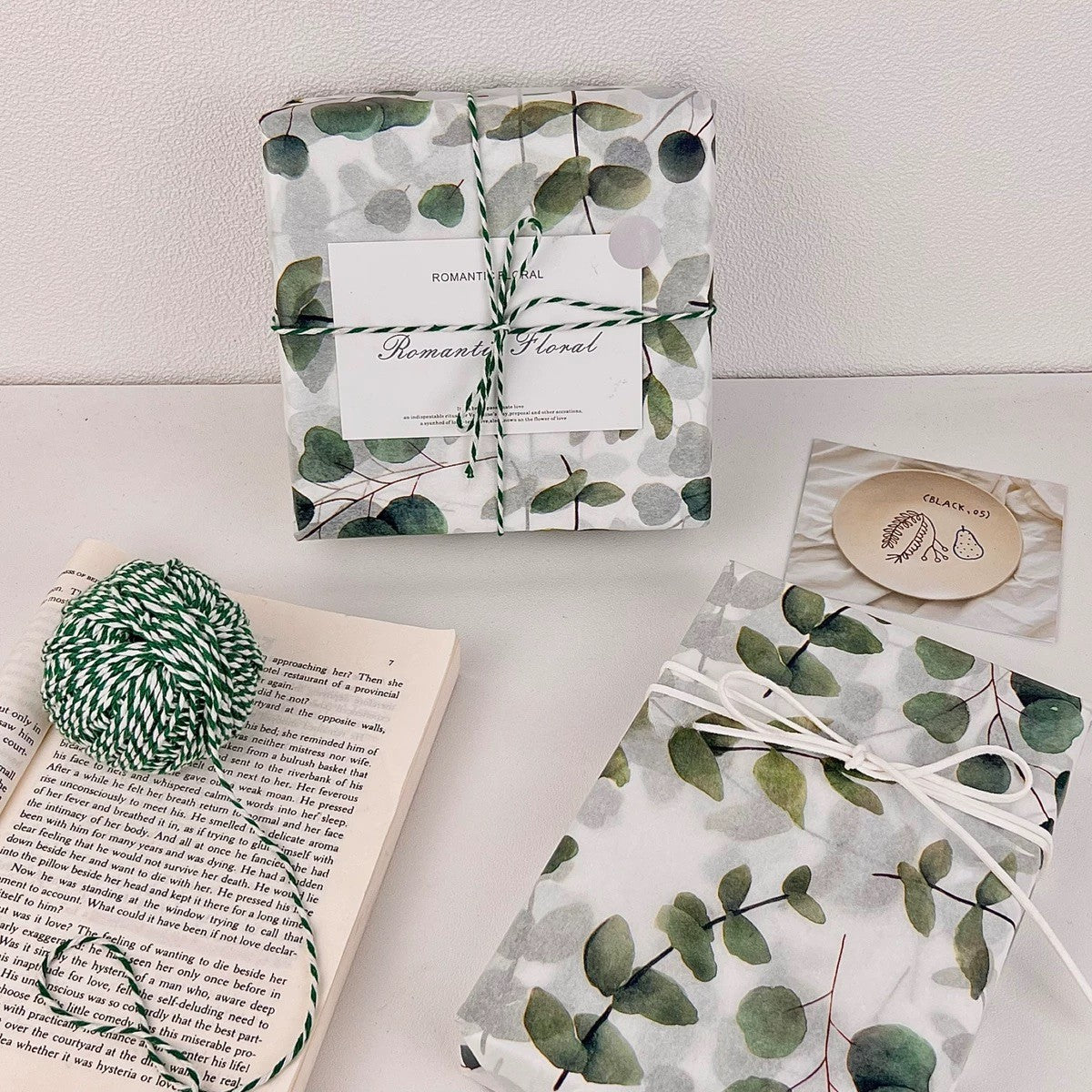 Aesthetic Eucalyptus Pearlescent Wrapping Paper | INS Style Greenery Tissue for Gift Packaging