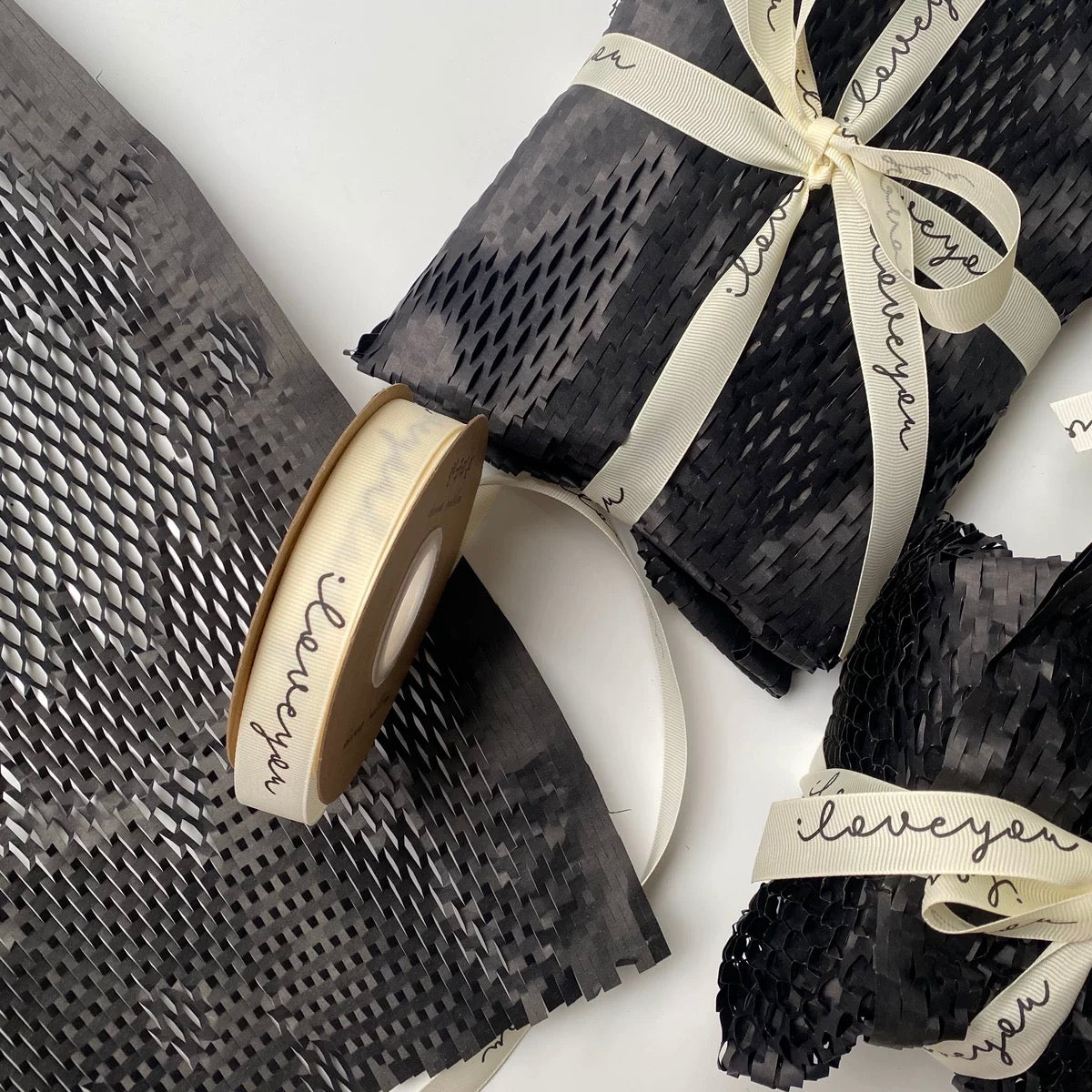 Small Business Packaging Starter Kit – Honeycomb Paper, Ribbon, Wax Seal Stickers & Thank You Cards for Boutique Orders