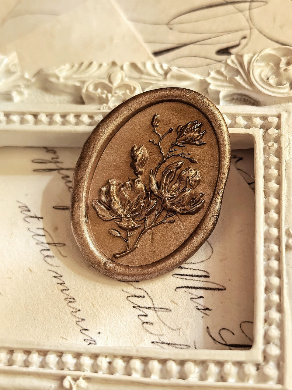 Elegant Magnolia Bloom Wax Seal Stamp