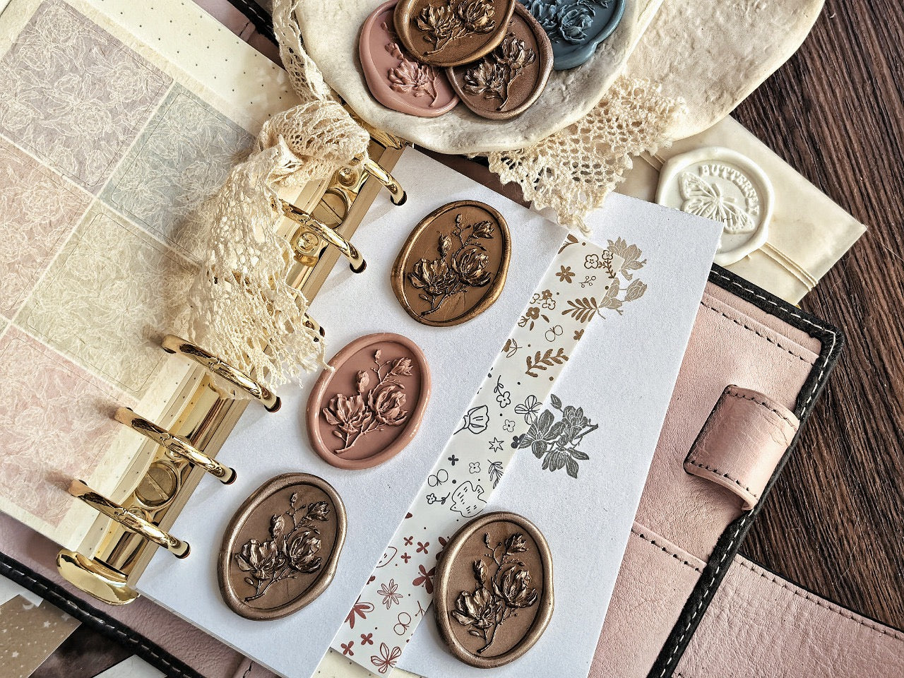 Elegant Magnolia Bloom Wax Seal Stamp