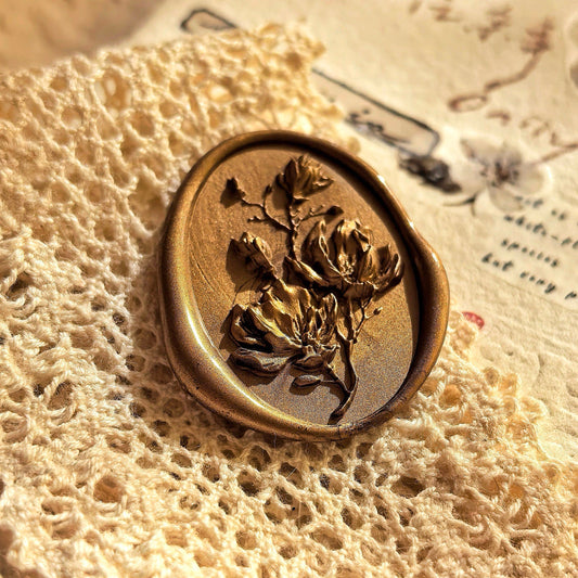 Magnolia Pattern Adhesive Wax Seal Stickers – Pre-Made Peel & Stick Wax Seals