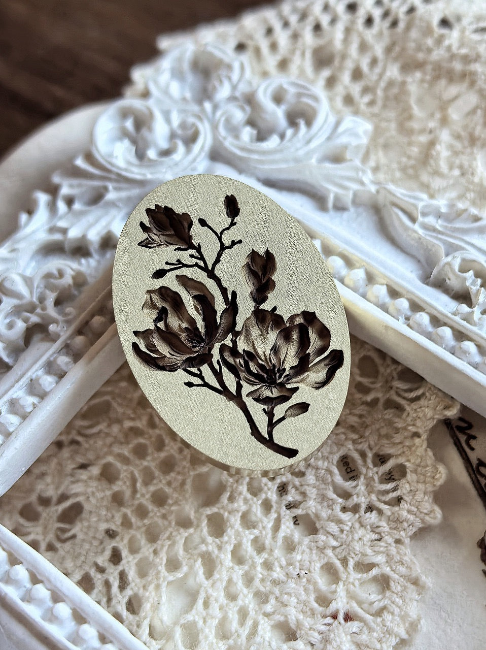 Elegant Magnolia Bloom Wax Seal Stamp