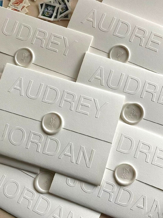 Embossed White Wedding Invitation Set