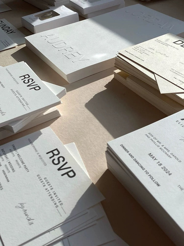 Embossed White Wedding Invitation Set