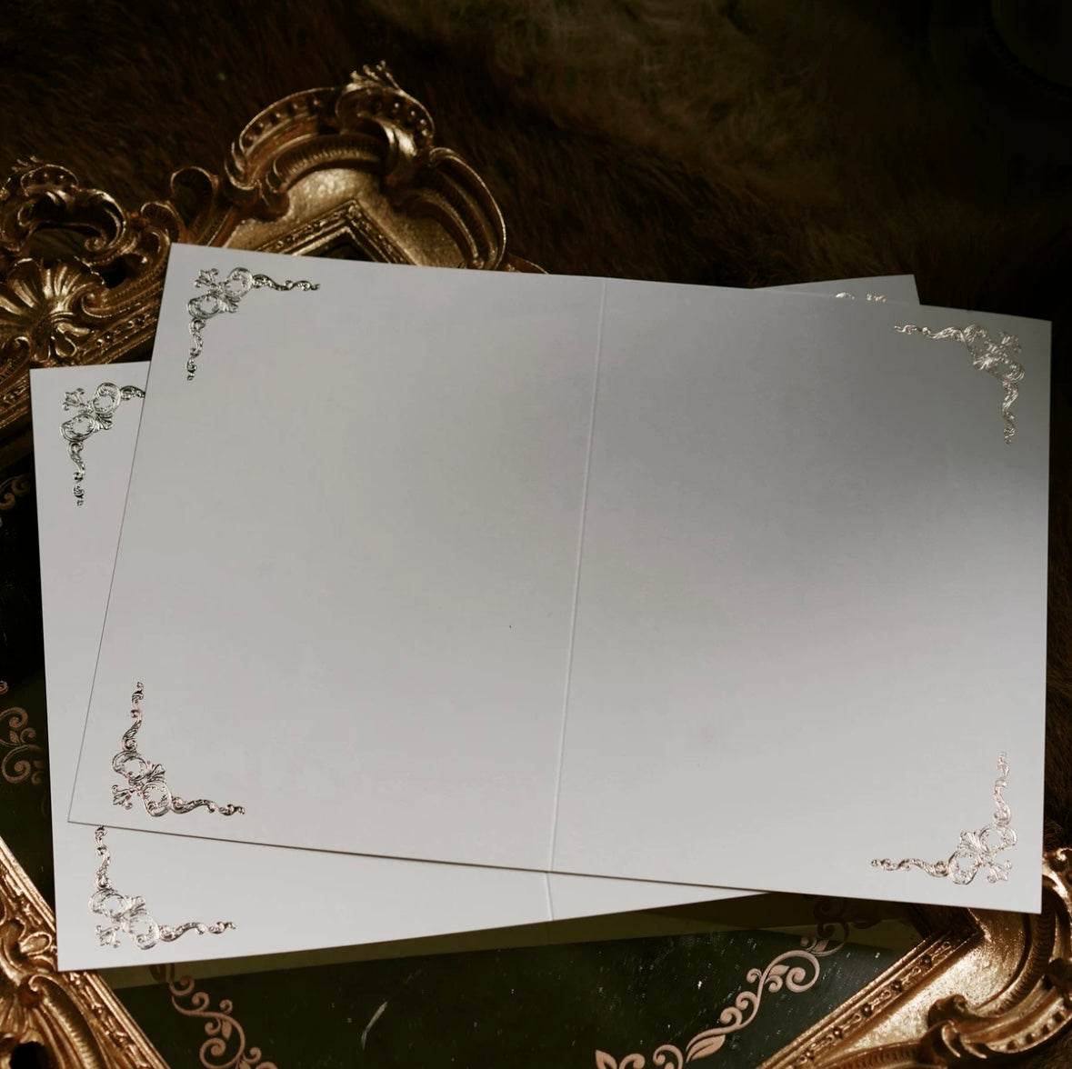 Floral Elegance – Handmade Gold Embossed Wedding Vow Cards