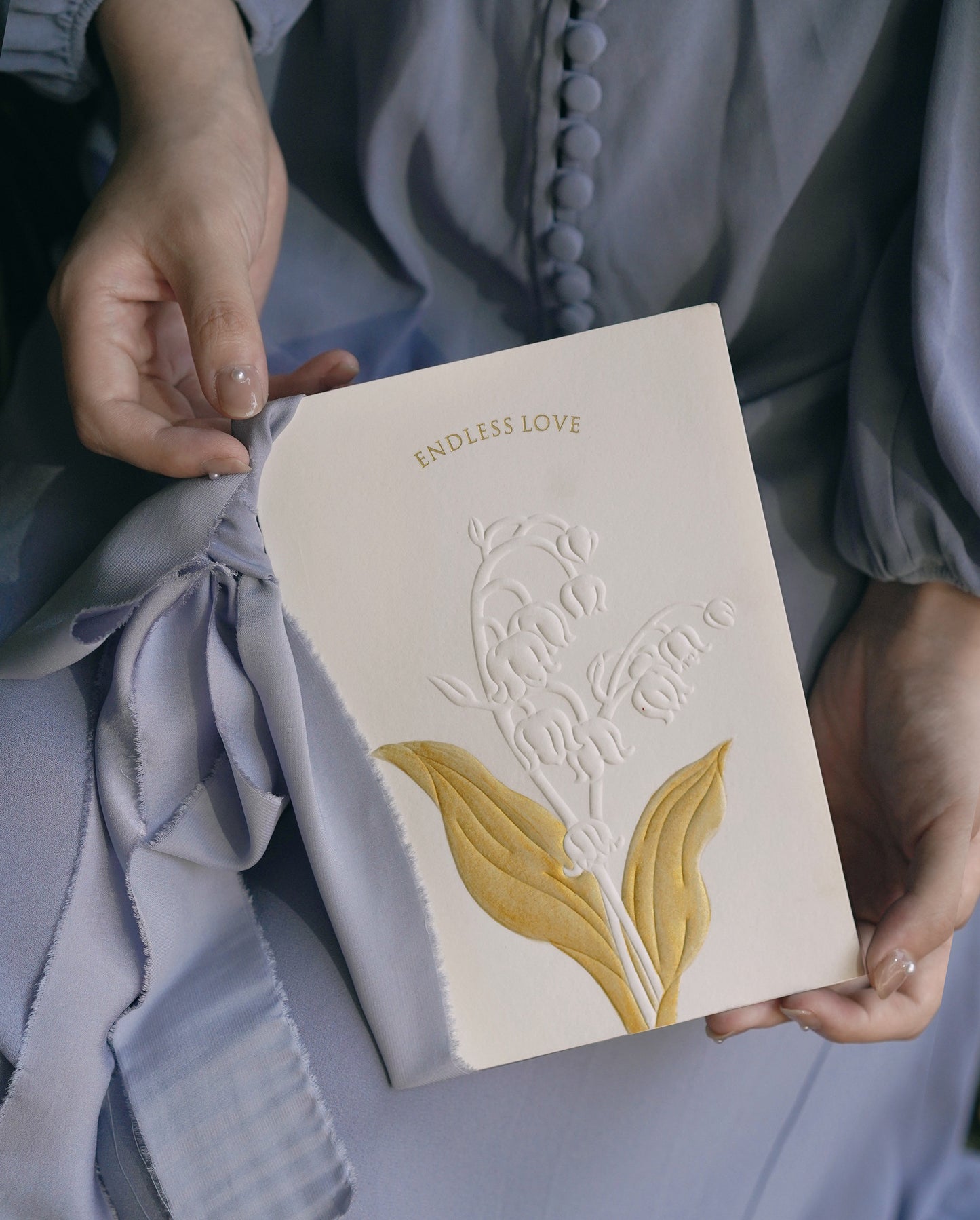 Floral Elegance – Handmade Gold Embossed Wedding Vow Cards