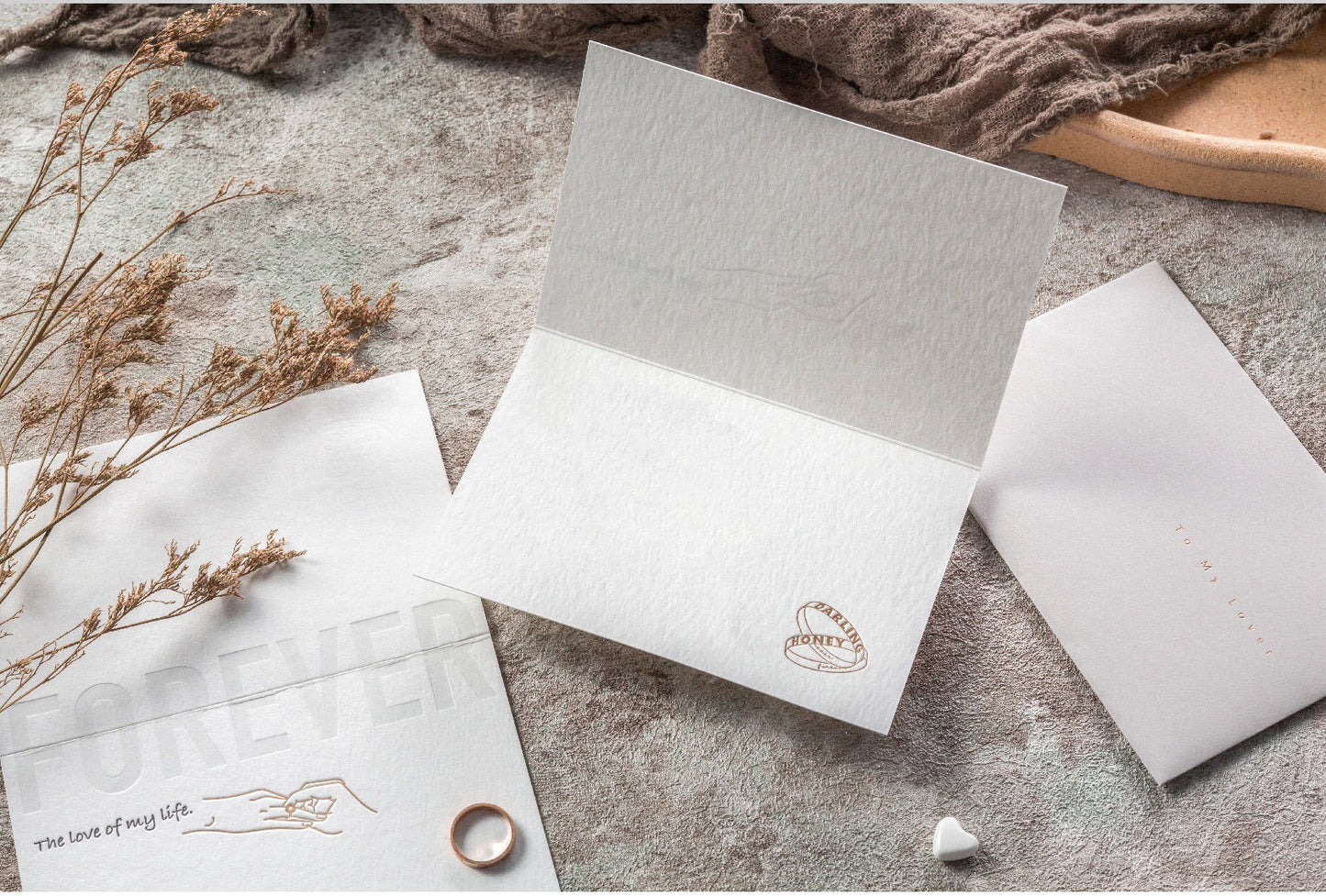 Forever Love – Ring & Hand Design Card with Envelope