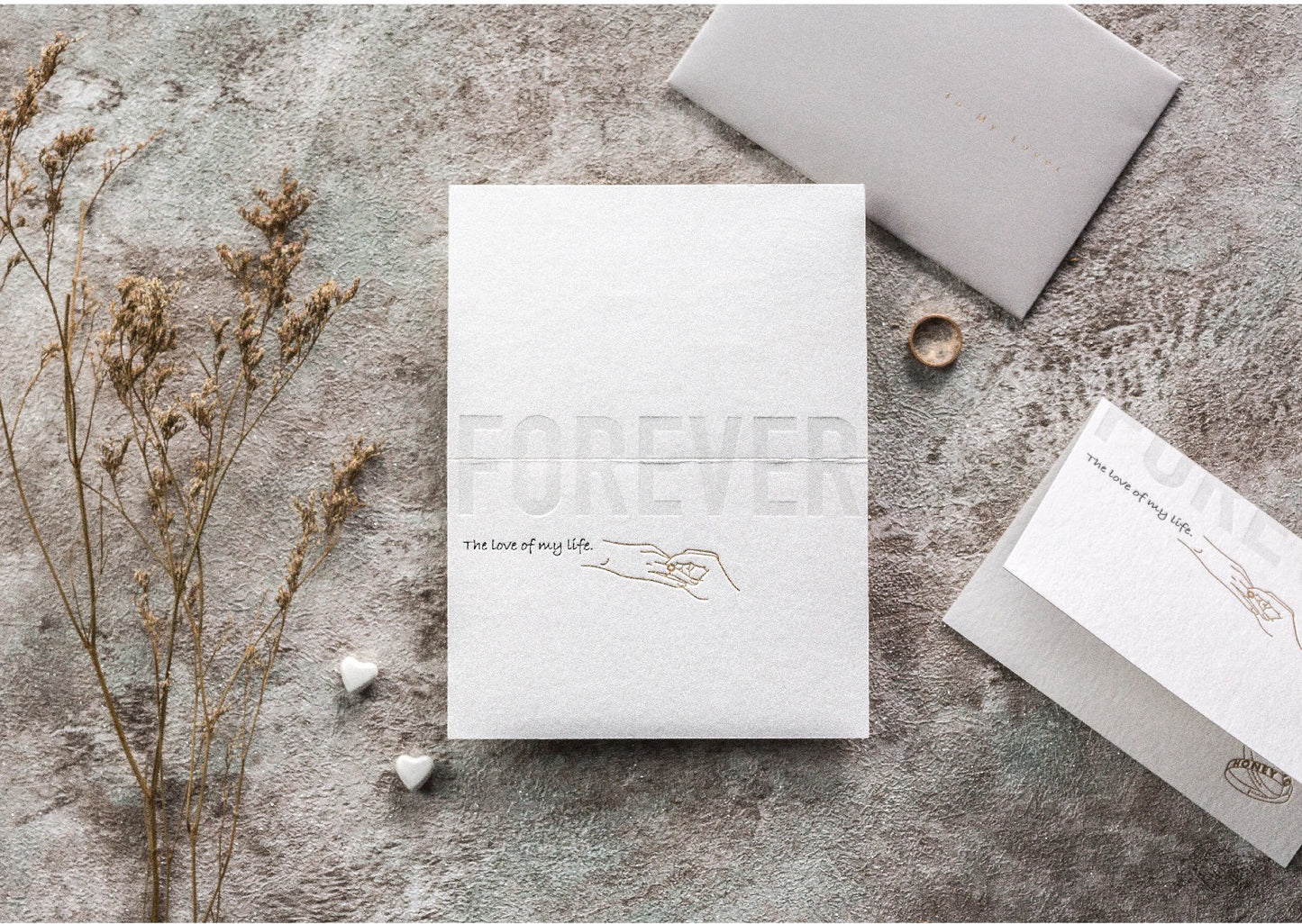 Forever Love – Ring & Hand Design Card with Envelope