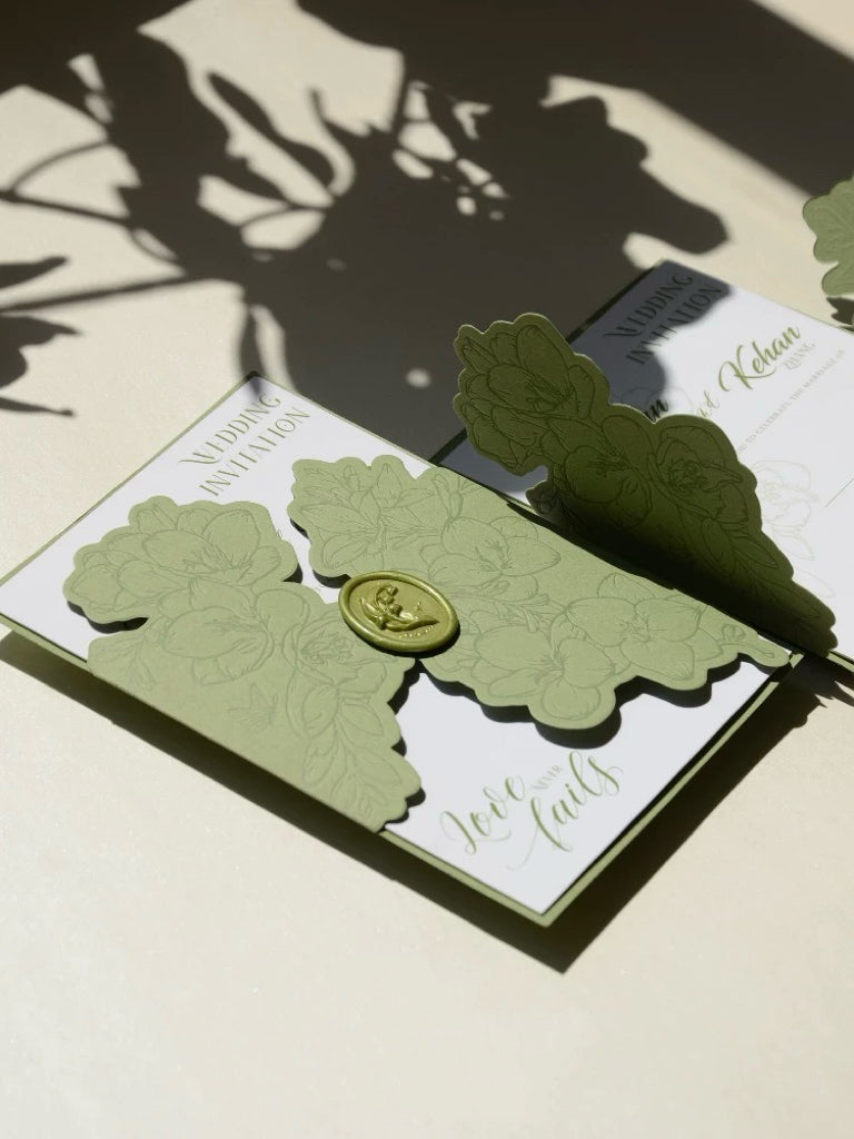 Freesia Bloom Semi-Hollow Wedding Invitation Set