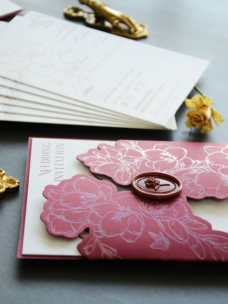 Freesia Bloom Semi-Hollow Wedding Invitation Set