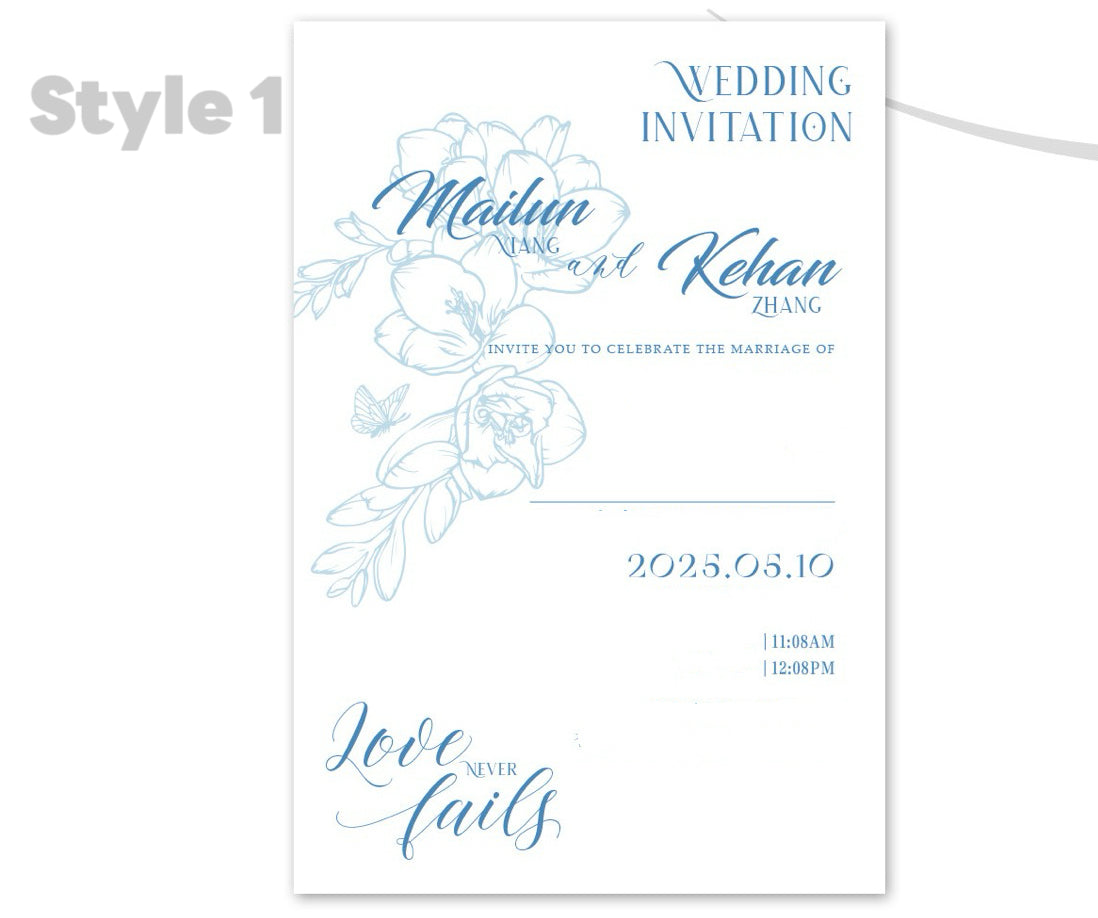 Freesia Bloom Semi-Hollow Wedding Invitation Set