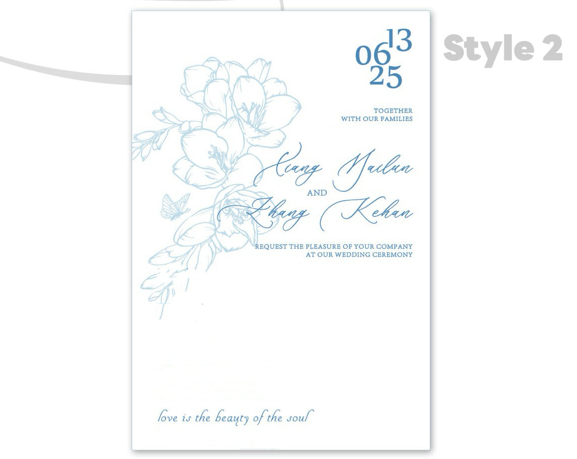 Freesia Bloom Semi-Hollow Wedding Invitation Set
