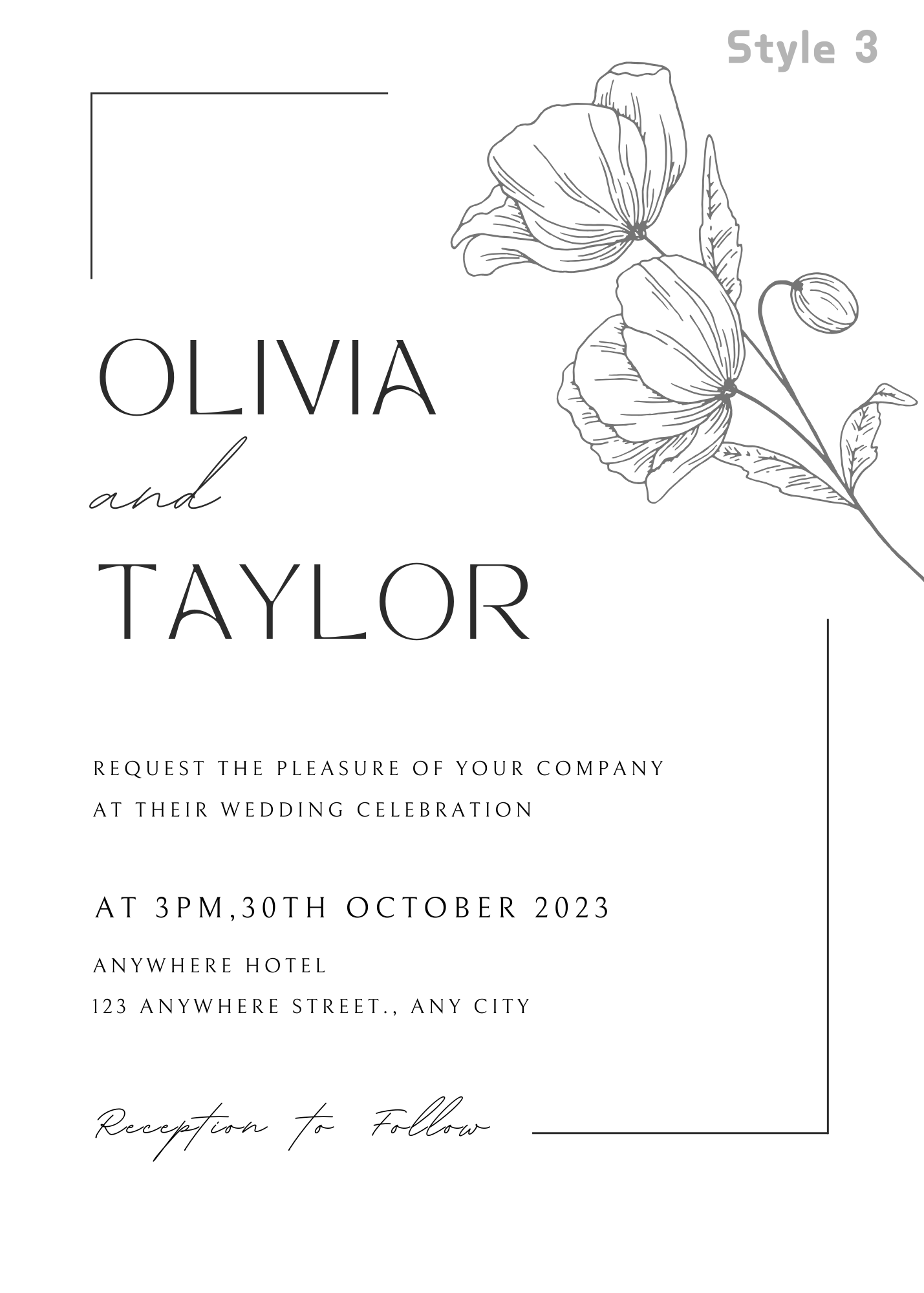 Freesia Bloom Semi-Hollow Wedding Invitation Set