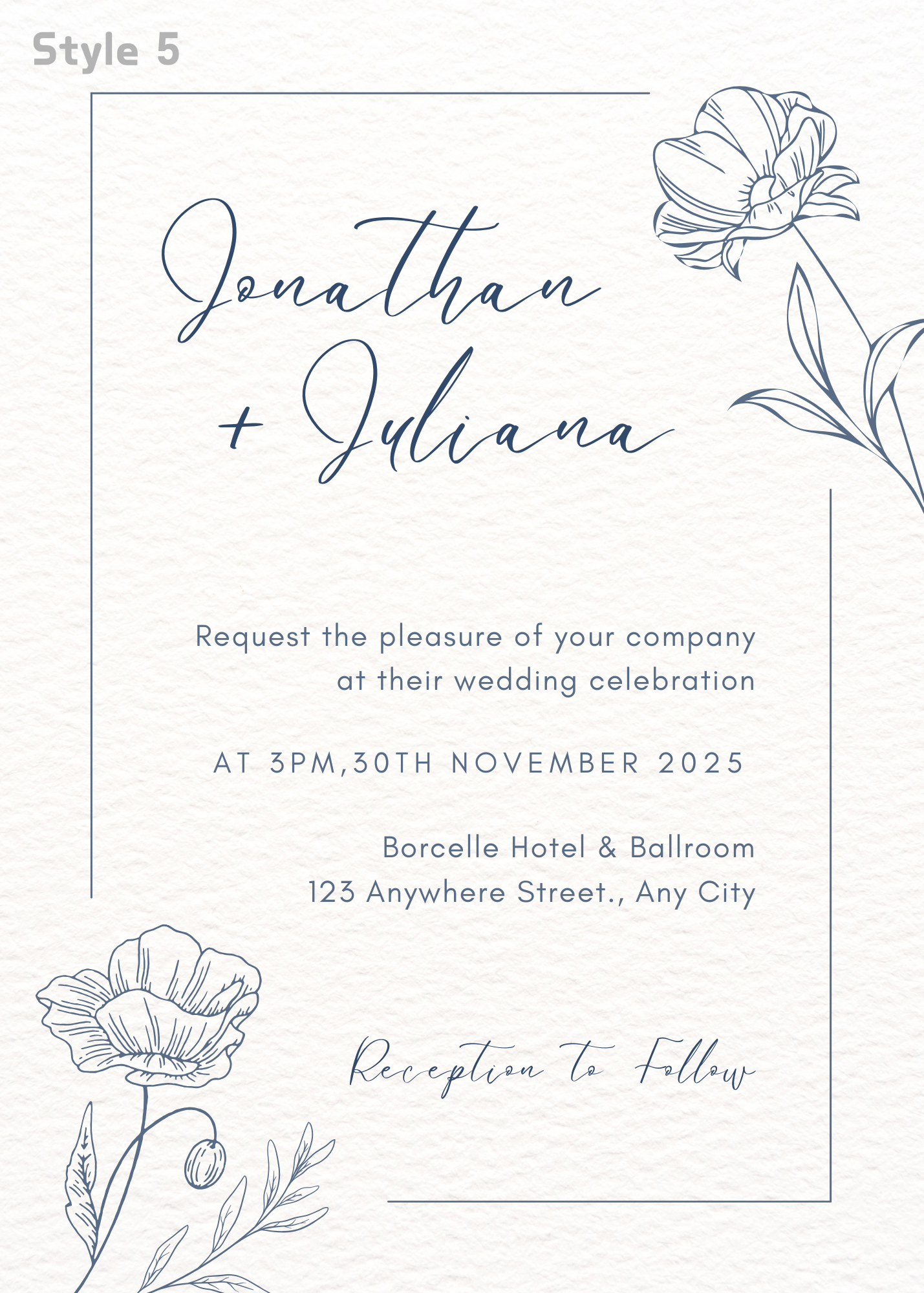 Freesia Bloom Semi-Hollow Wedding Invitation Set