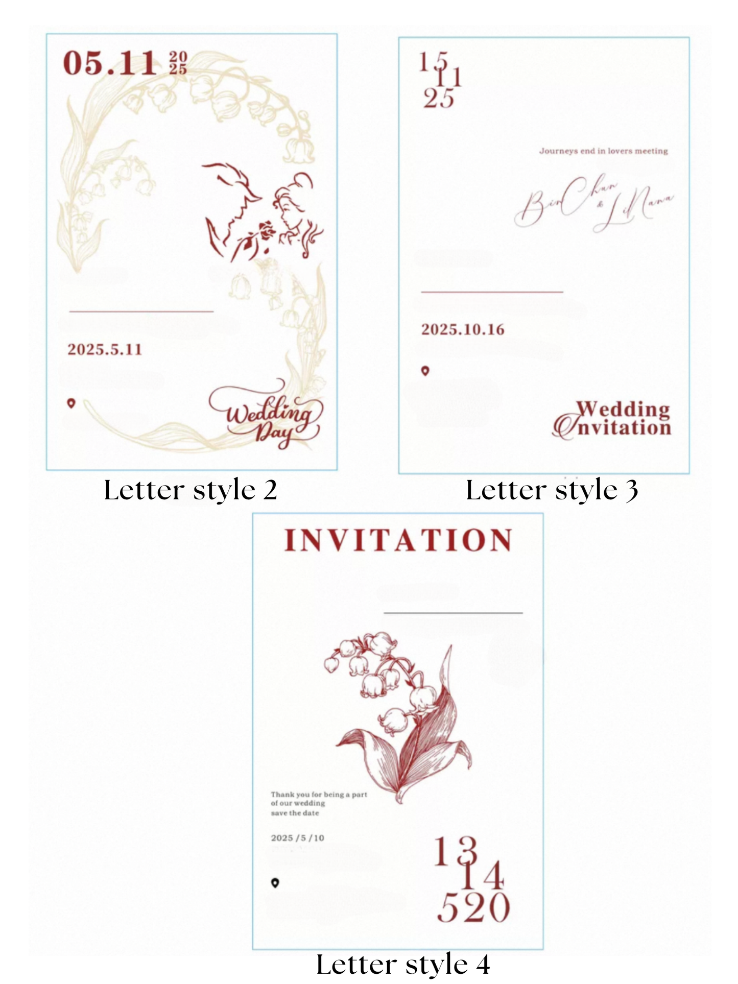 French Lily of the Valley Wedding Invitation Set