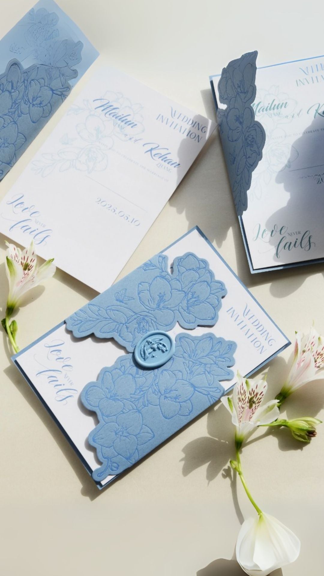 Freesia Bloom Semi-Hollow Wedding Invitation Set