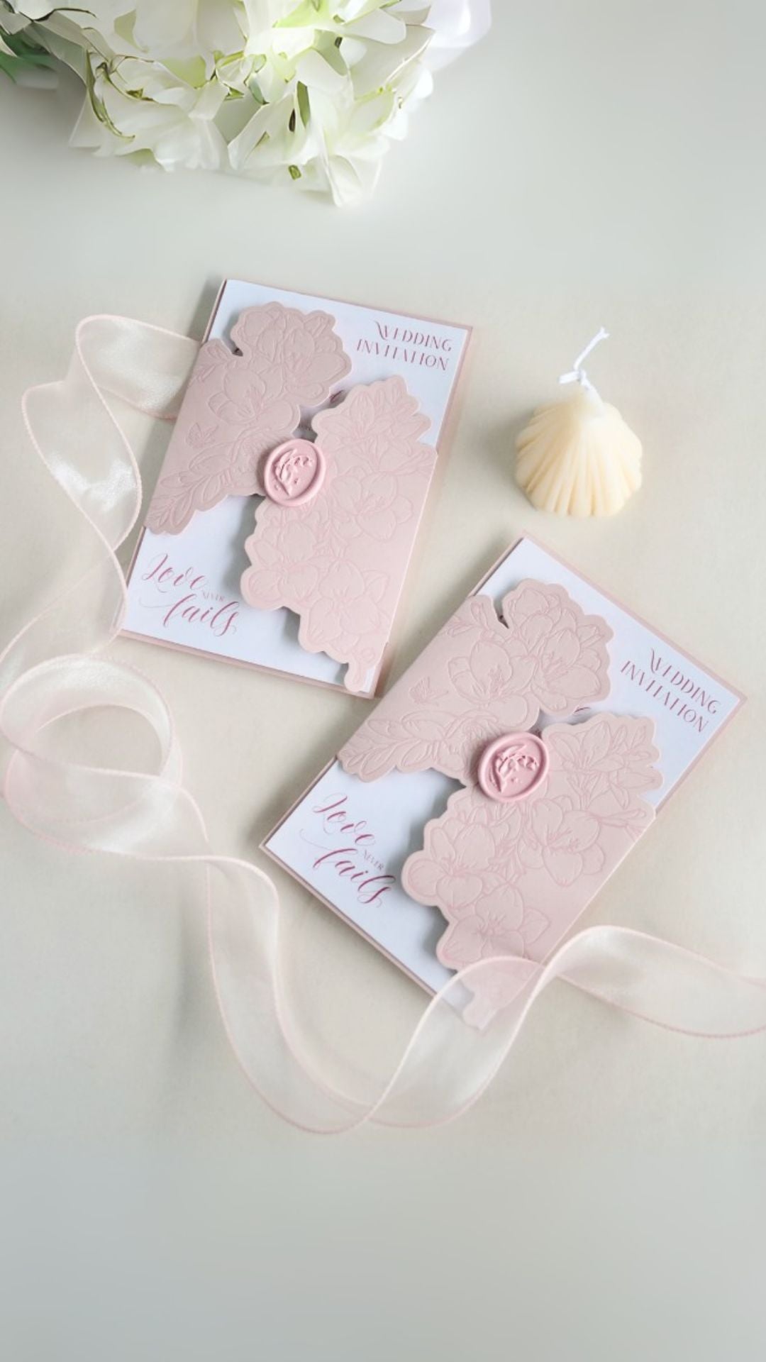 Freesia Bloom Semi-Hollow Wedding Invitation Set