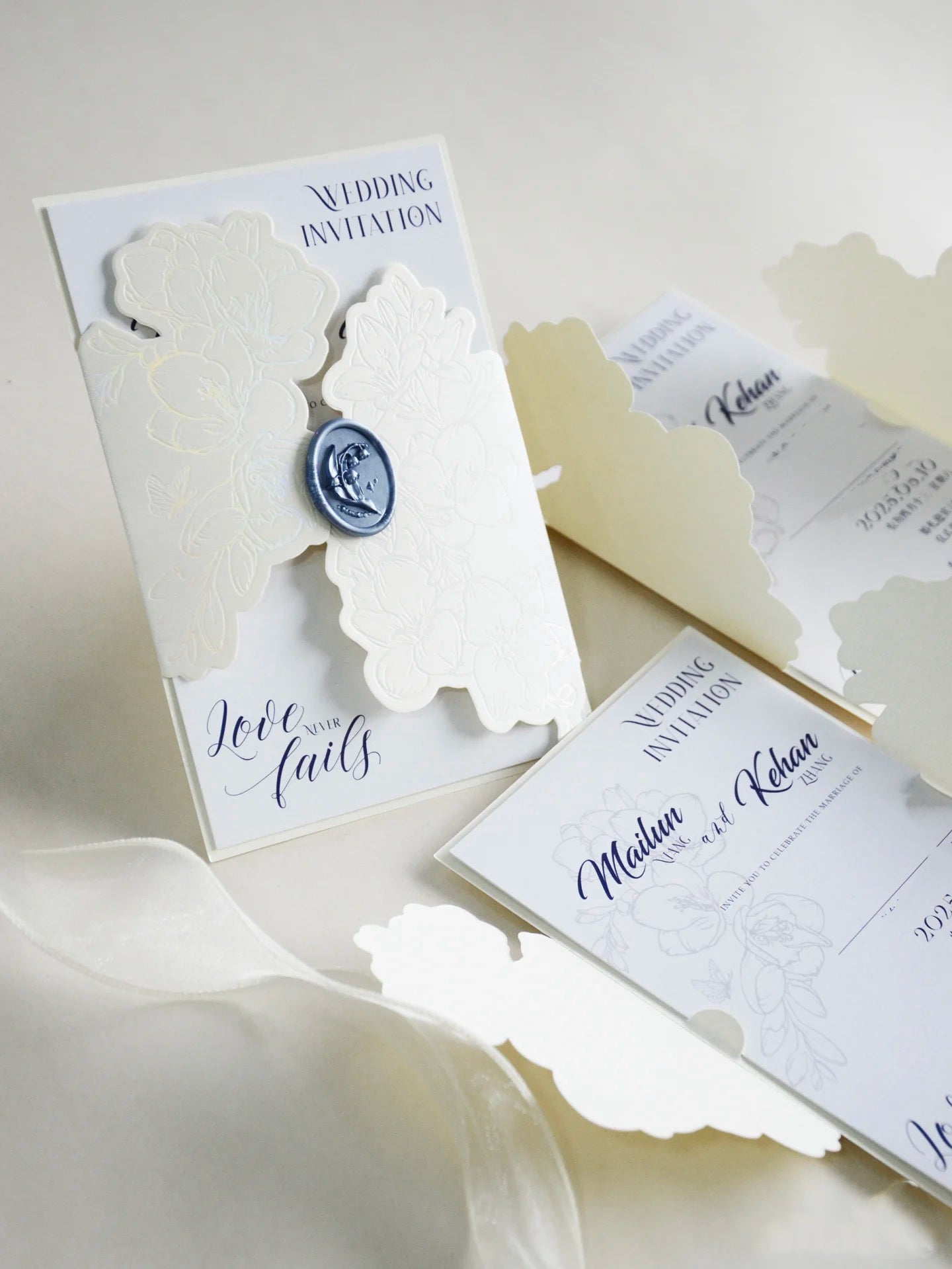 Freesia Bloom Semi-Hollow Wedding Invitation Set