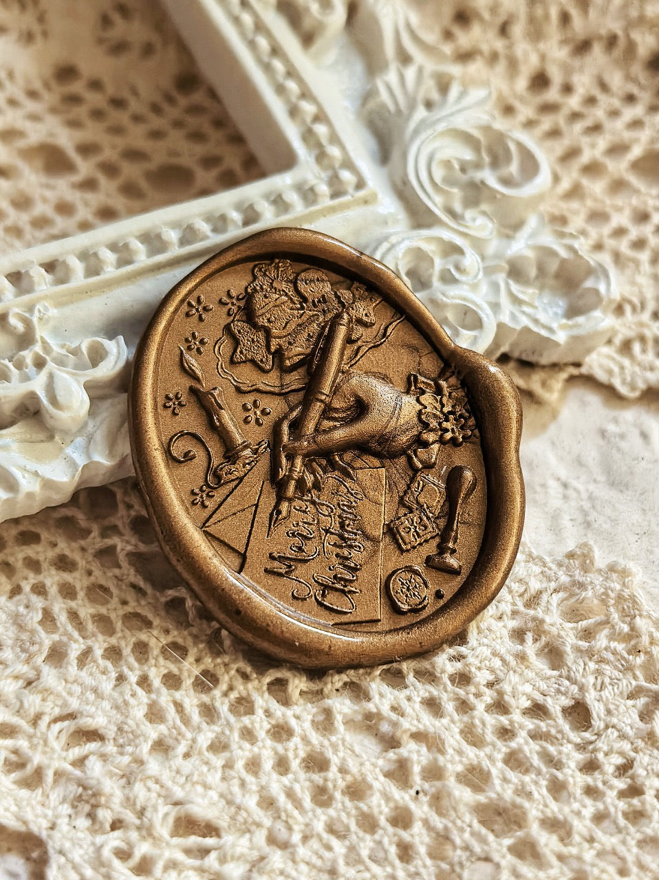 Festive Handwritten Design – Merry Christmas Wax Seal Stamp