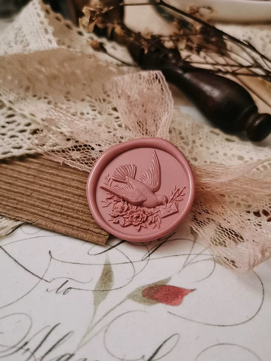 Elegant Messenger Design – Pigeon with Envelope Wax Seal Stamp