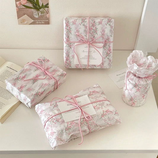 Pink Floral Pearlescent Wrapping Paper | Translucent Floral Tissue for Luxury Packaging