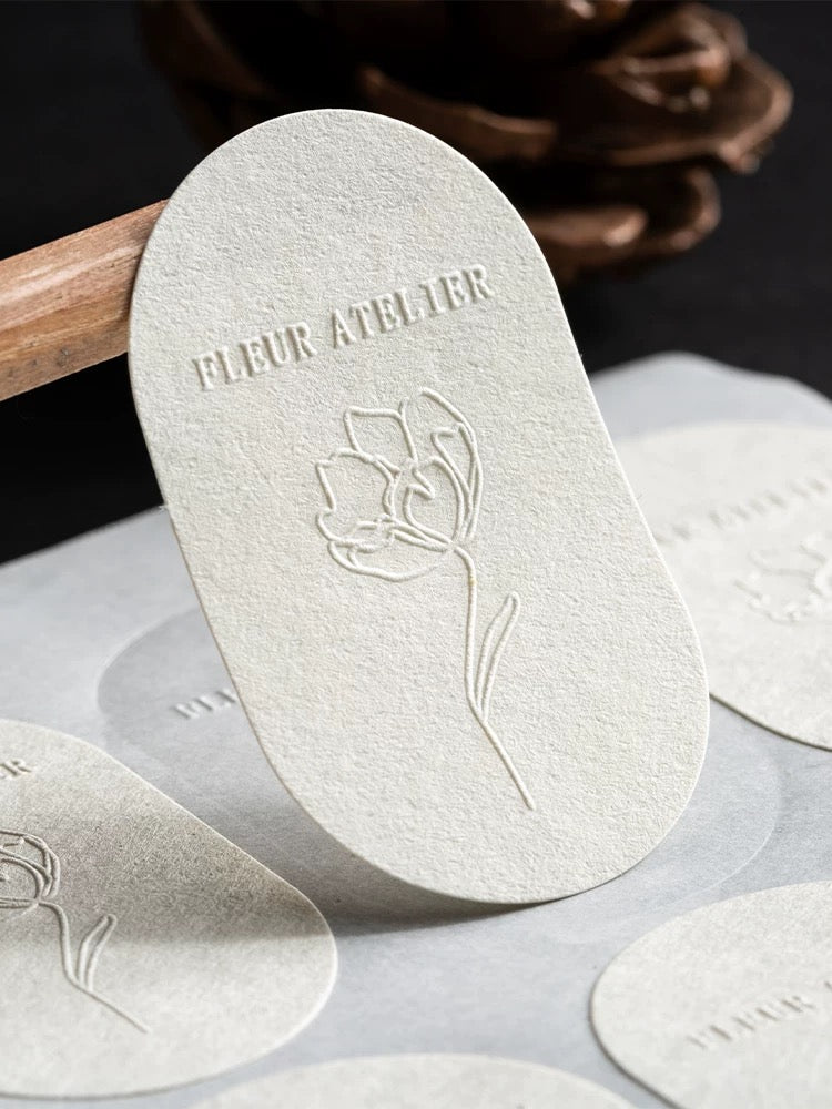 Premium Laser-Embossed Tree-Textured Logo Stickers | Colorless 3D Branding Labels