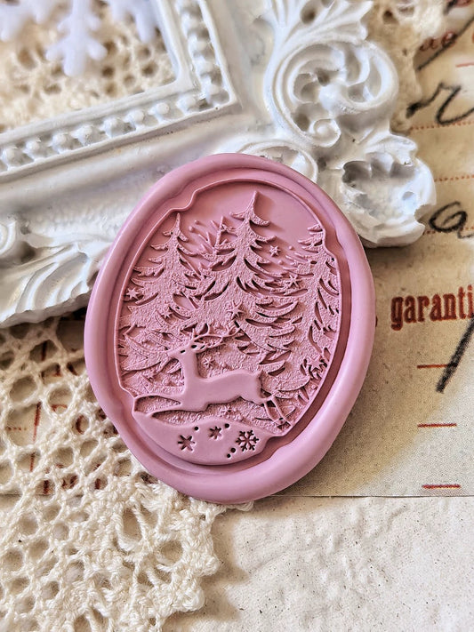Rustic Wilderness Design – Running Elk in Forest Wax Seal Stamp