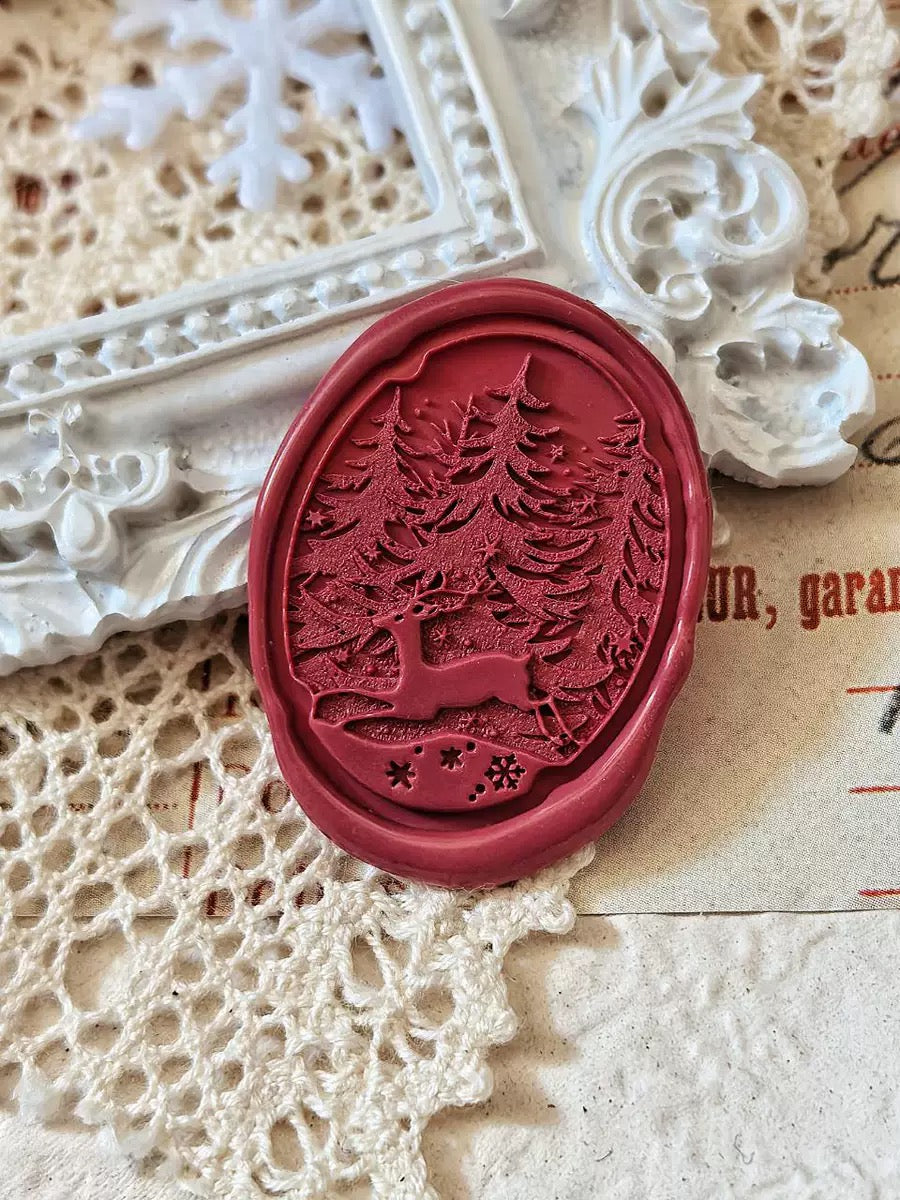 Rustic Wilderness Design – Running Elk in Forest Wax Seal Stamp