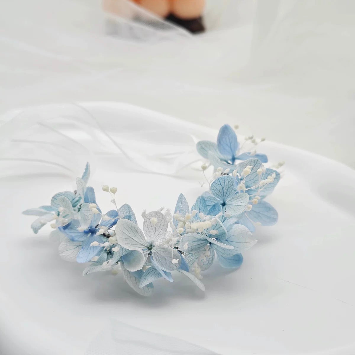 Something Blue Preserved Hydrangea Floral Set - Wrist Corsage or Boutonniere for Weddings
