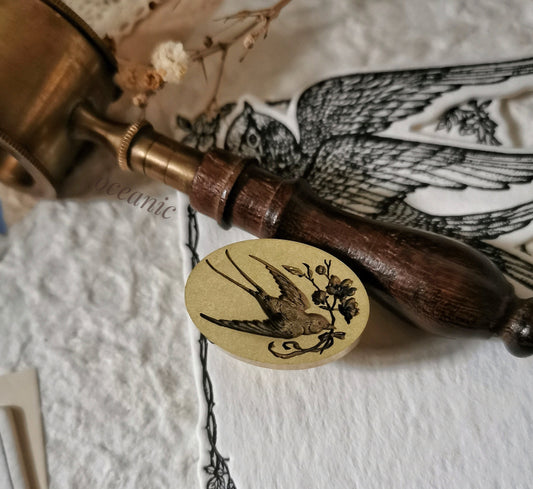 クロウワックスシールスタンプ – バラとカラス