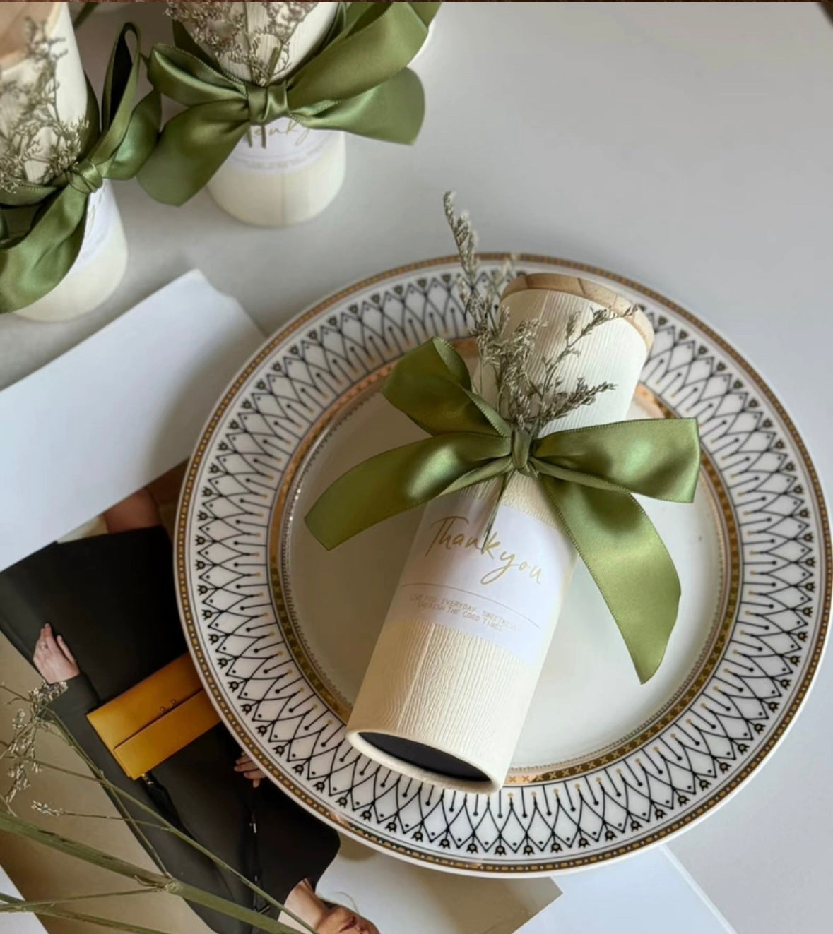 Thank You Cylinder Gift Box – Mini Hand Cream with Ribbon & Sticker