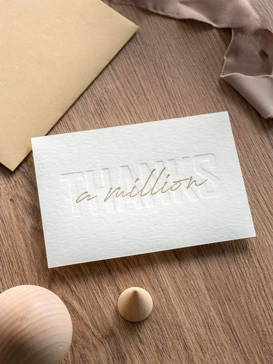 Elegant Thank You Card – THANKS Embossed Greeting Card with Envelope
