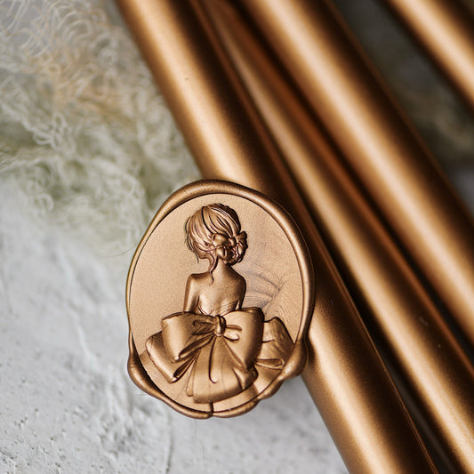 優雅な後ろ姿 – 女の子のシルエットのワックススタンプ