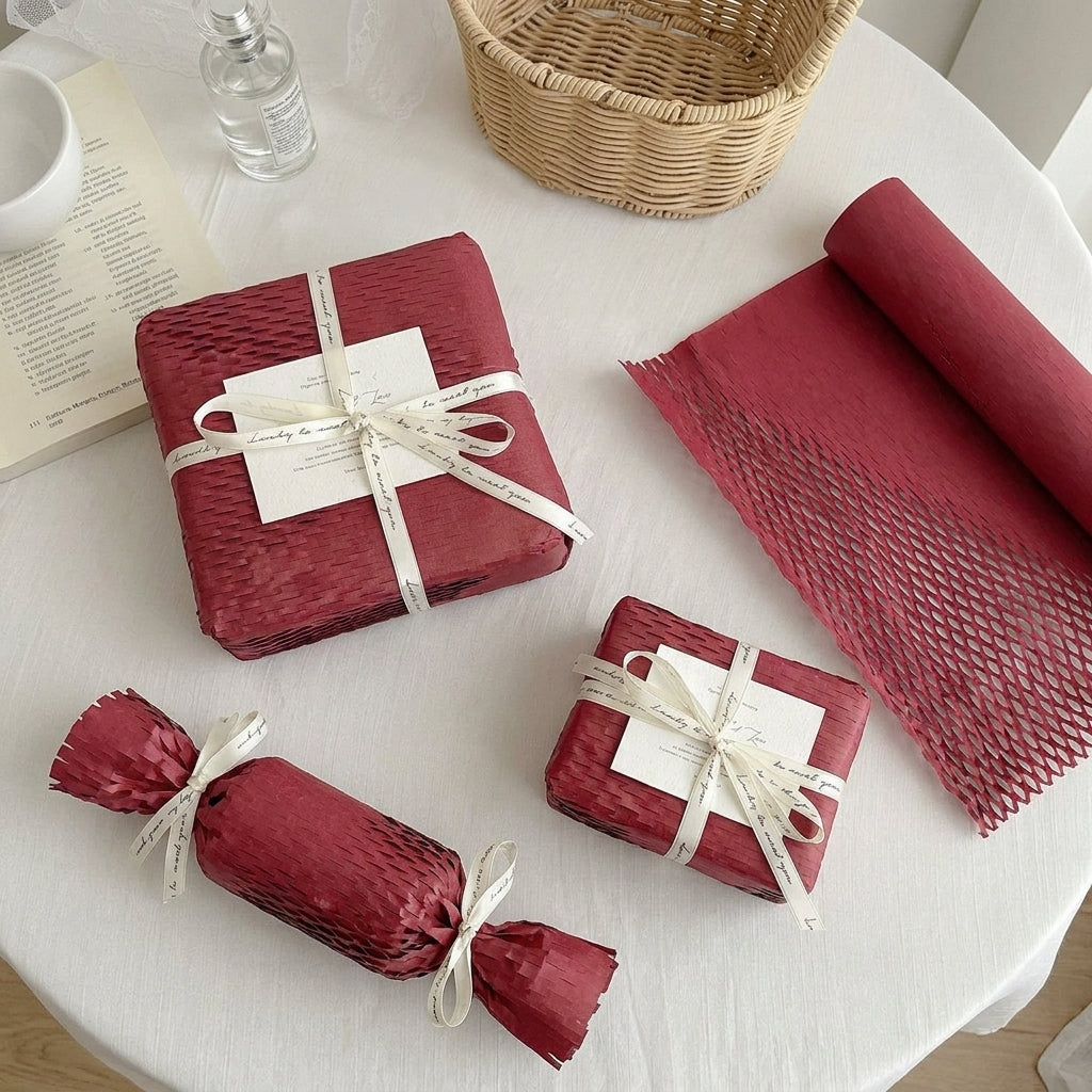 5 Rolls Honeycomb Packing Paper – Eco Friendly Kraft Cushion Wrap for Shipping, Moving & Gift Wrap