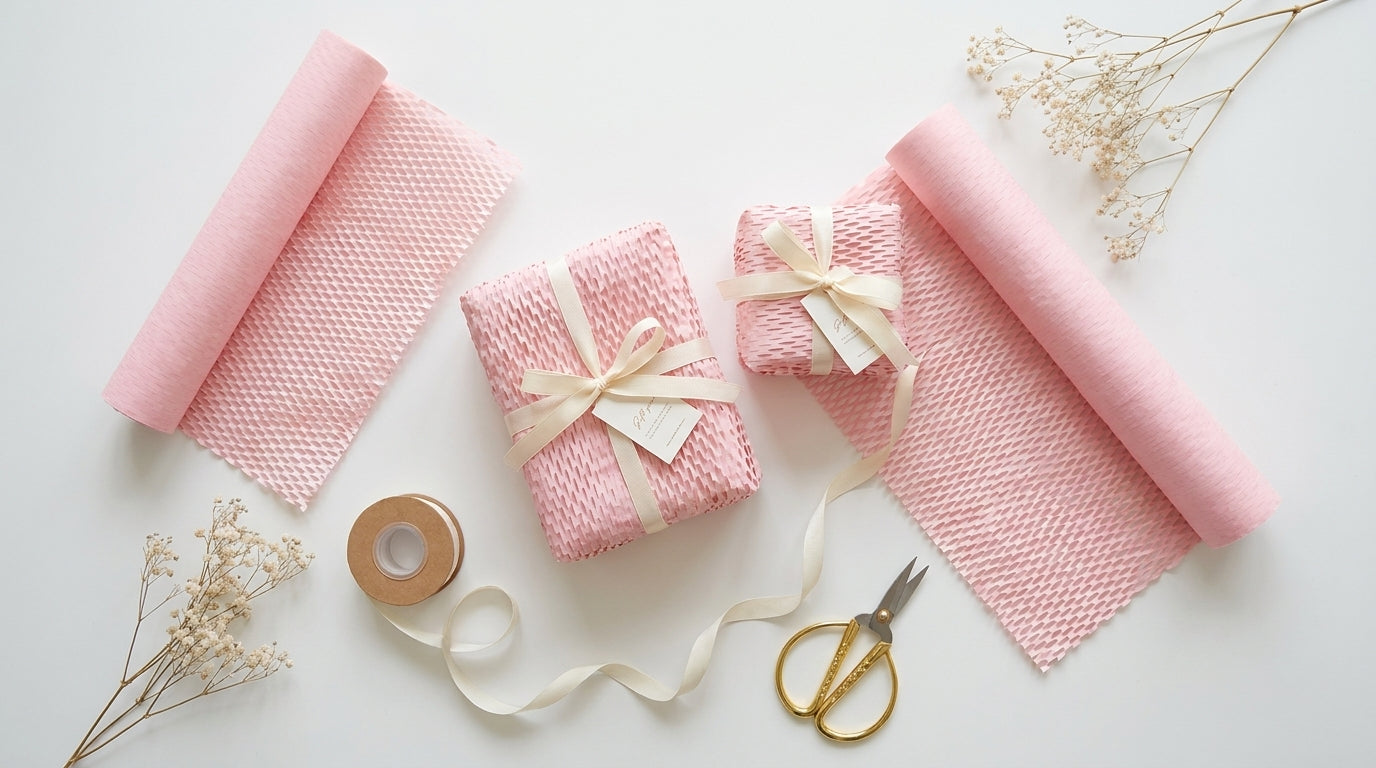 5 Rolls Honeycomb Packing Paper – Eco Friendly Kraft Cushion Wrap for Shipping, Moving & Gift Wrap
