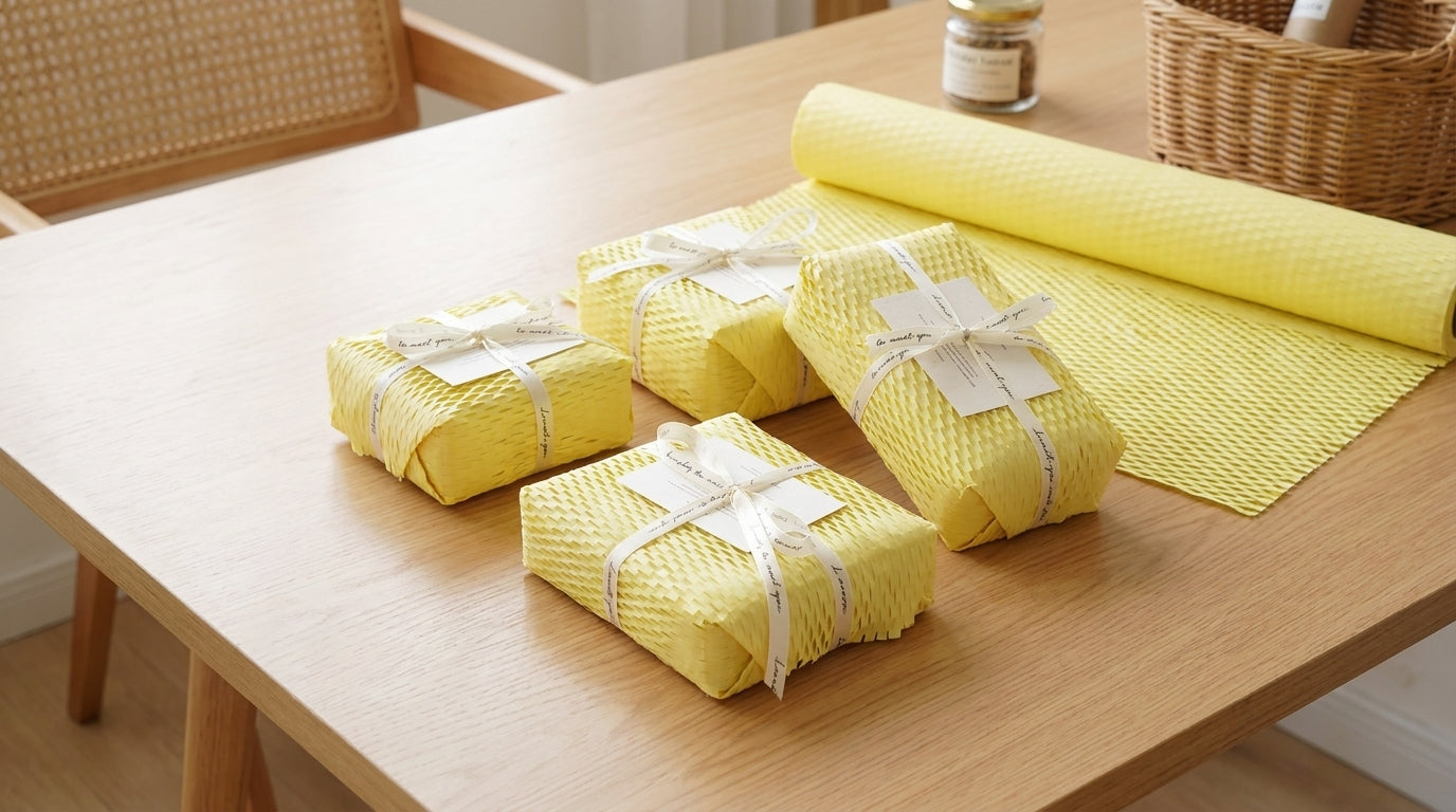 5 Rolls Honeycomb Packing Paper – Eco Friendly Kraft Cushion Wrap for Shipping, Moving & Gift Wrap