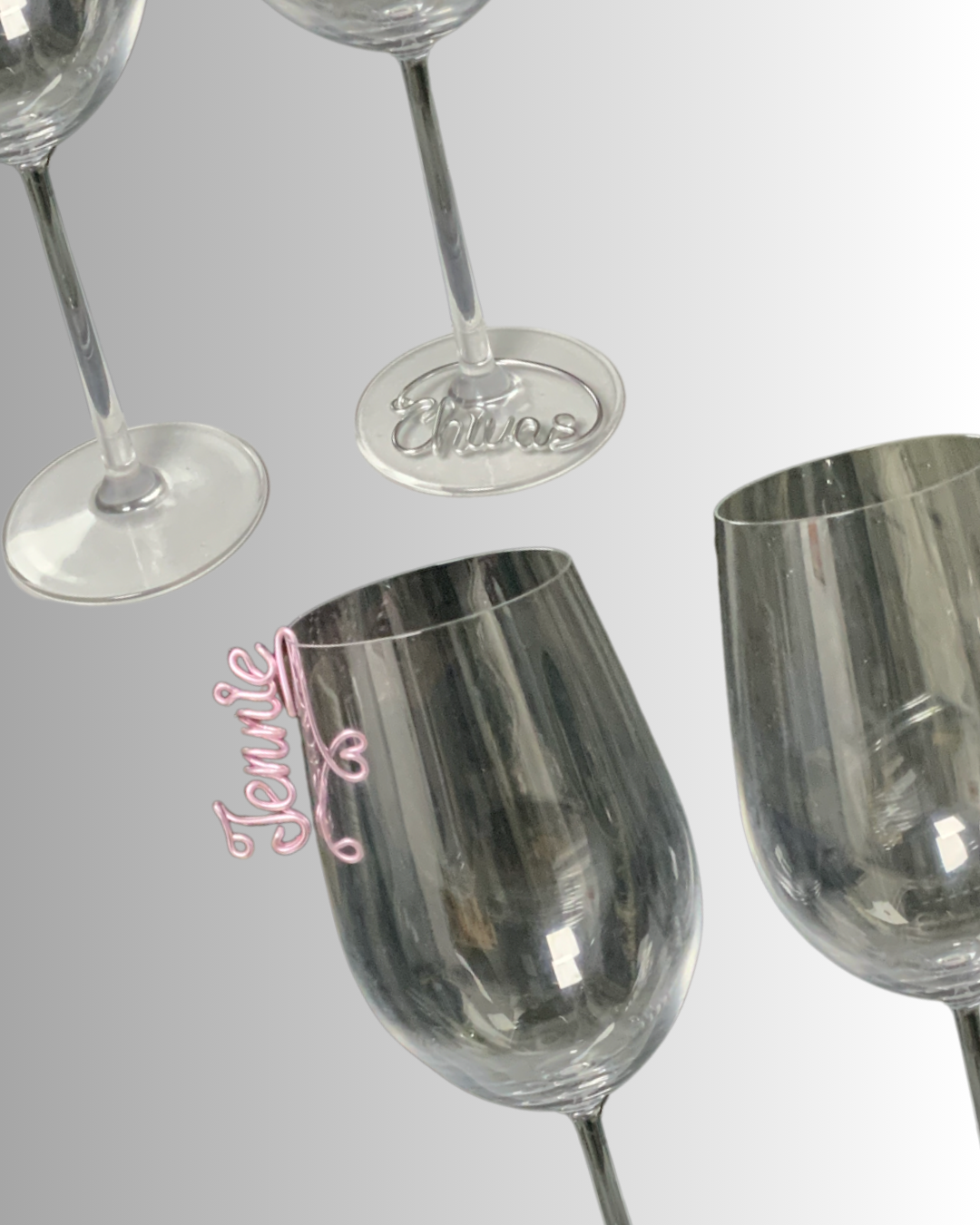 Floating Name – Personalized Wire Charm for Wine Glass Rim