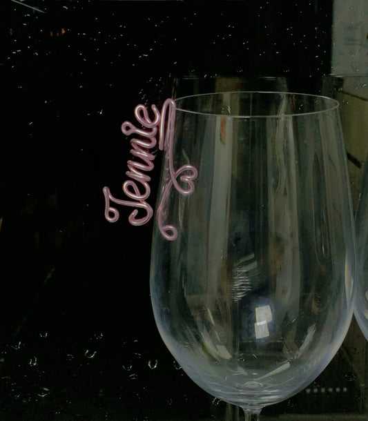 Floating Name – Personalized Wire Charm for Wine Glass Rim